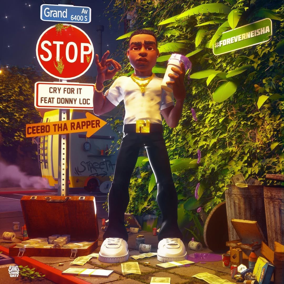 3D album cover art with a custom modelled character — example 4
